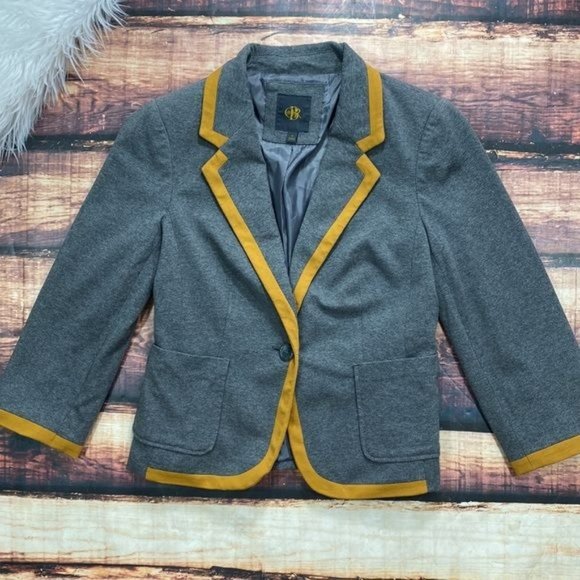 RELISTED Grey Blazer OBR Mustard Yellow Trim - Picture 2 of 12